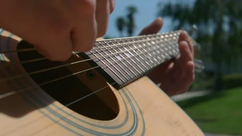 Guitar Playing Close Up Slow Motion Stock Footage 71409453