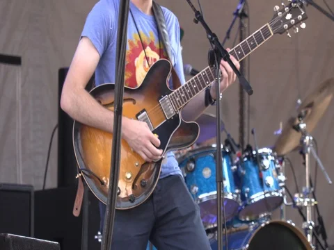 Guitar Playing at Festival Stock Footage