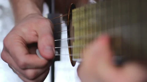 Guitar playing with the pick Video stock 47712476