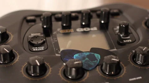 Guitar Processor Rotating in a studio Stock Footage 242397562