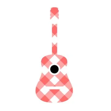 Guitar with red gingham pattern fabric  Illustrazione stock