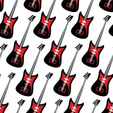 Guitar seamless pattern. Electric guitar repeating background. Texture oftool Illustrazione stock