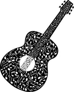 GUITAR SHAPED BY MUSICAL NOTE Stockillustratie