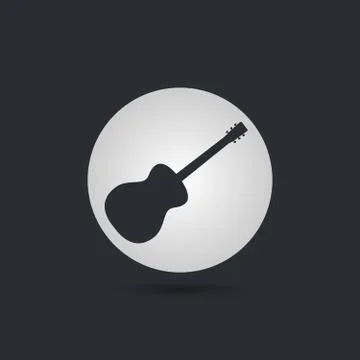 Guitar silhouette circle icon vector, Acoustic musical instrument sign Stock Illustration