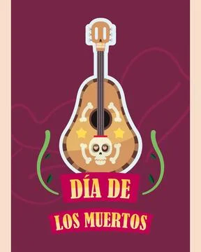 Guitar skull sticker design. Vector Stock Illustration