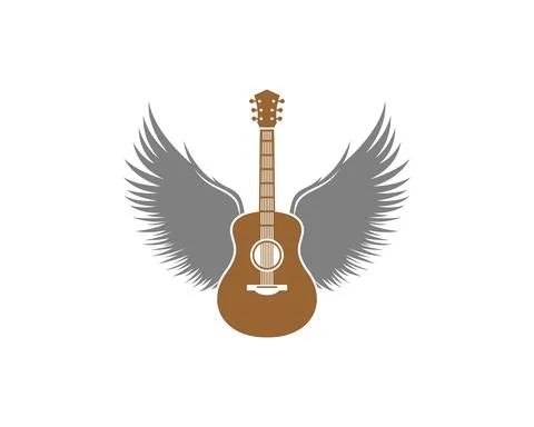 Guitar with spread wings vector illustration Illustrazione stock