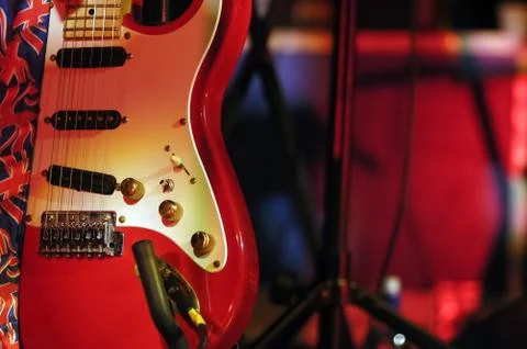 Guitar on stage Stock Photos