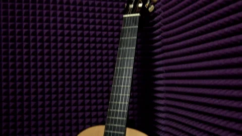 The guitar stands in the corner Stock Footage 201596411