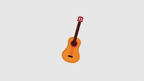 A guitar with a string on it icon concept animation with alpha channel Stock Footage 270123553