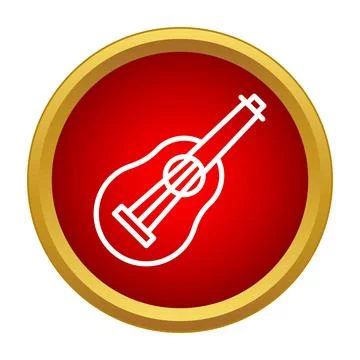 Guitar stringed instrument outline in red circle icon Illustrazione stock