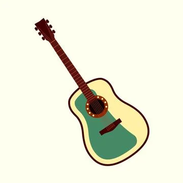 Guitar stringed musical instrument flat vector design Stock Illustration