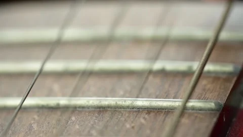Guitar Strings Vibrate Slow Motion When Playing Song, Extreme Close-Up 스톡 동영상 159304637