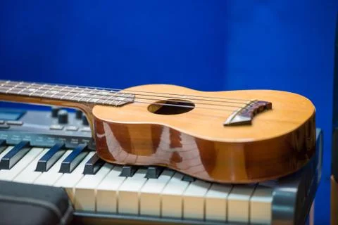 Guitar on studio recording Stock Photos