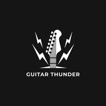 Guitar Thunder Concept, Monogram Logo Template Stock Illustration