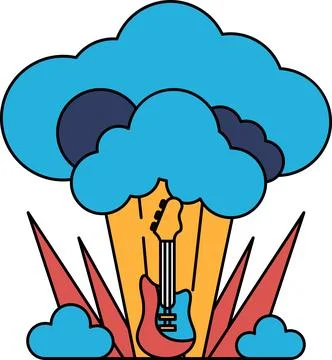 A guitar is on top of a cloud Stock Illustration