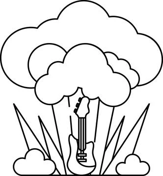 A guitar is on top of a cloud Stock Illustration