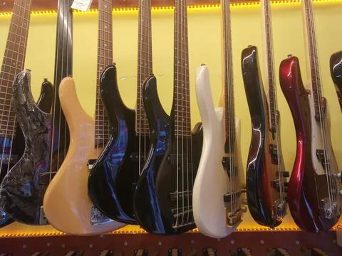 Guitar variety, different forms of guitars Stock Photos