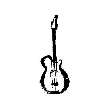 Guitar vector doodle hand drawn sketch Stock Illustration