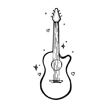 Guitar vector doodle hand drawn sketch Stock Illustration