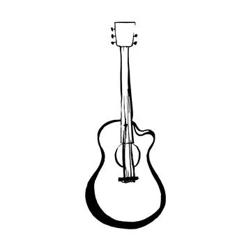 Guitar vector doodle hand drawn sketch Stock Illustration