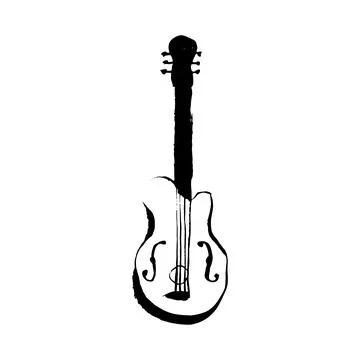 Guitar vector doodle hand drawn sketch Stock Illustration