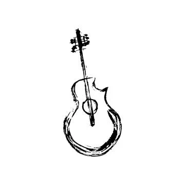 Guitar vector doodle hand drawn sketch Stock Illustration