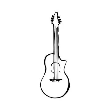 Guitar vector doodle hand drawn sketch Stock Illustration