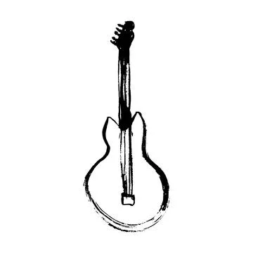 Guitar vector doodle hand drawn sketch Stock Illustration