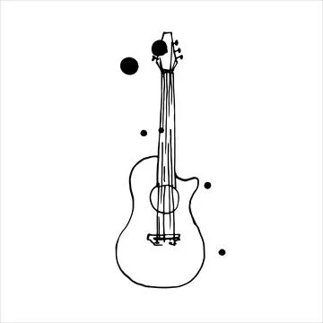 Guitar vector doodle hand drawn sketch Stock Illustration