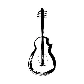 Guitar vector doodle hand drawn sketch Stock Illustration