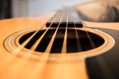 Guitar view of strings and resonator Stock Photos