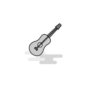 Guitar Web Icon. Flat Line Filled Gray Icon Vector Stock Illustration