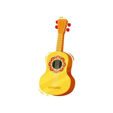 Guitar on white background. Vector flat illustration. Illustrazione stock