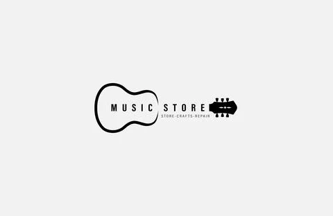 Guitar workshop logo design Stock Illustration
