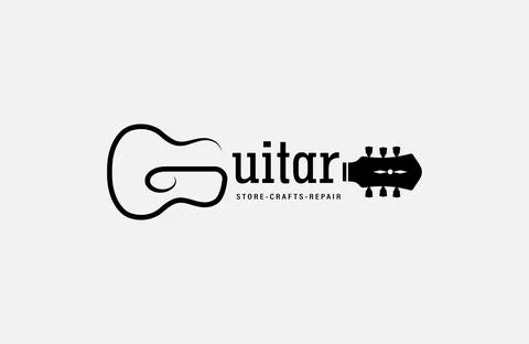 Guitar workshop logo design Stock Illustration