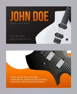 Guitar Workshop Visit Card Template. Vector EPS10 Stock Illustration