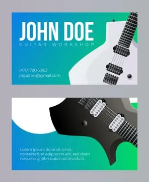 Guitar Workshop Visit Card Template. Vector EPS10 Stock Illustration