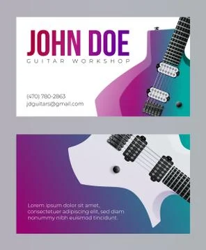 Guitar Workshop Visit Card Template. Vector EPS10 Stockillustratie