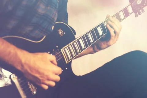 Guitarist for background, soft and blur vintage concept Stock Photos