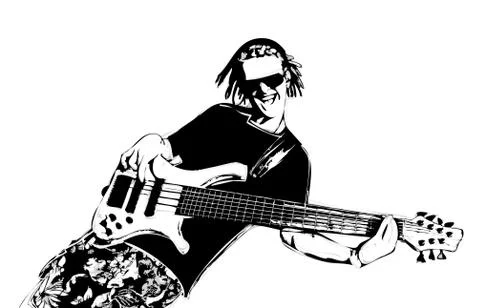 Guitarist with dreadlocks Stock Illustration