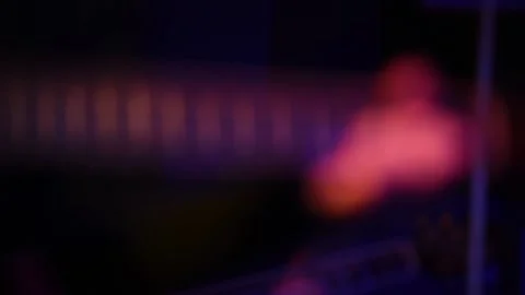 Guitarist performs on stage. Selective focus. Stock Footage 145060087