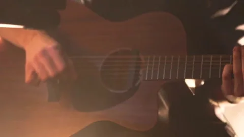 Guitarist playing guitar at a rock concert in the pub Stock Footage