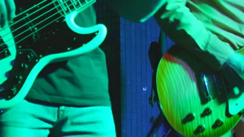 Guitarists on stage play guitars Stock Footage 126243932