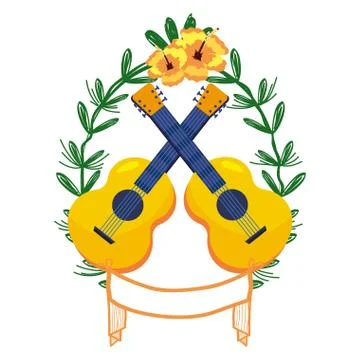 Guitars on laurel wreath イラスト素材