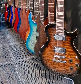 Guitars in a Row Stock Photos