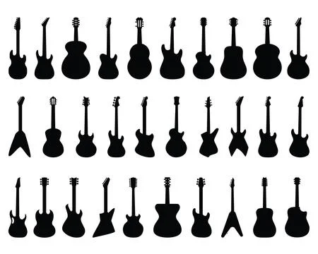 GUITARS SILHOUETTE VECTOR ART Stock Illustration