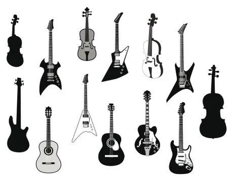 Guitars silhouettes Stock Illustration