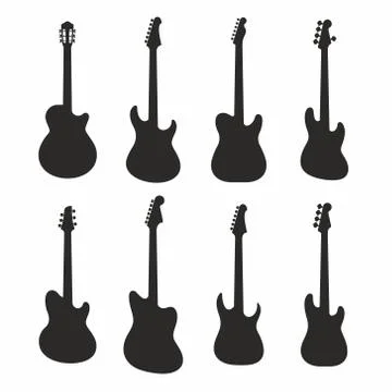 Guitars silhouettes Stock Illustration