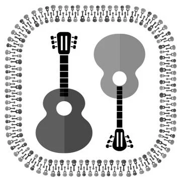 Guitars Silhouettes Isolated Stock Illustration