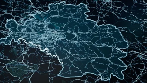 Guiyang China Glowing Digital Map Animation 4K Vidéo 337307208